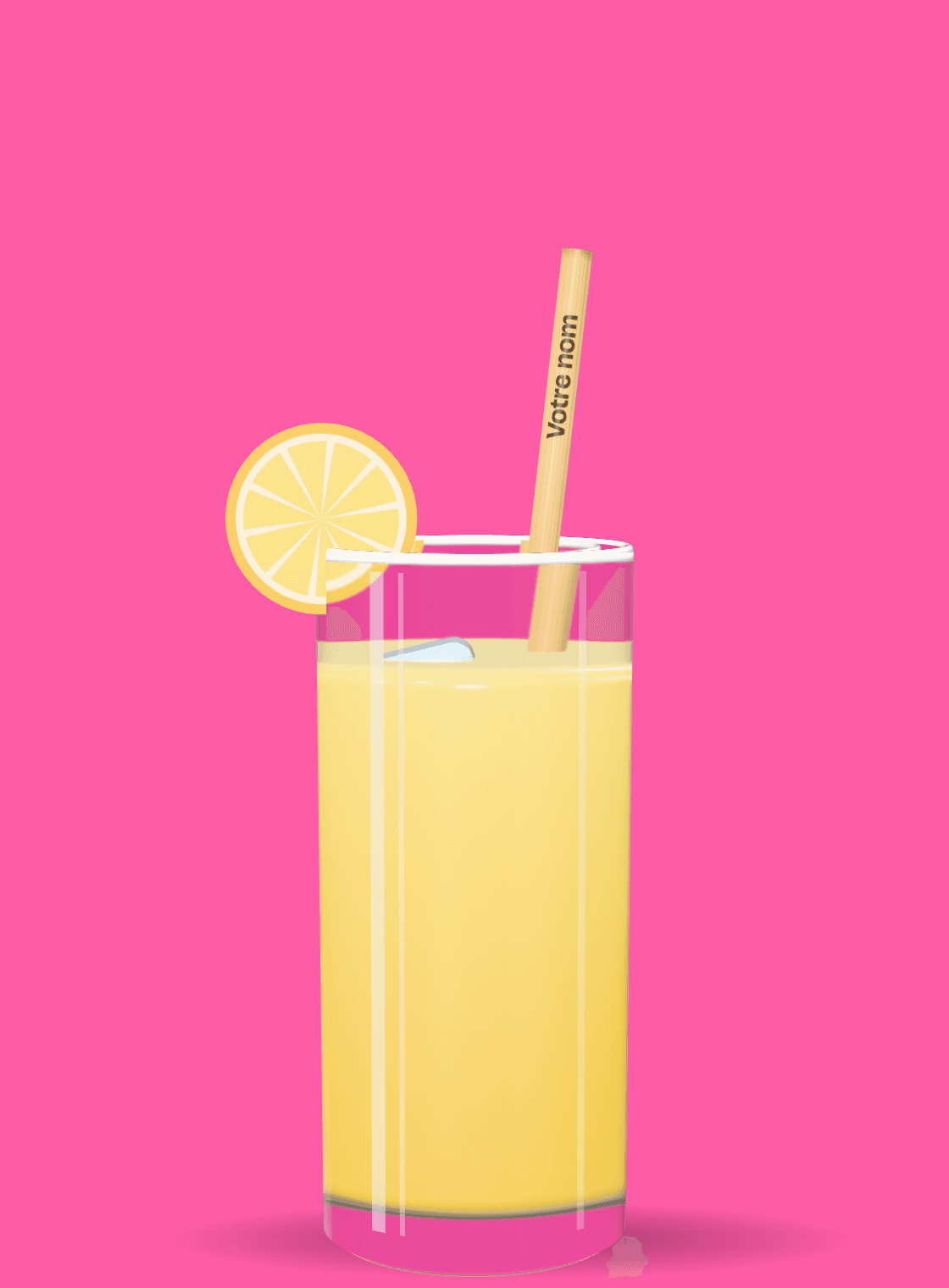 Paille longue et fine dans un verre Collins de citronnade