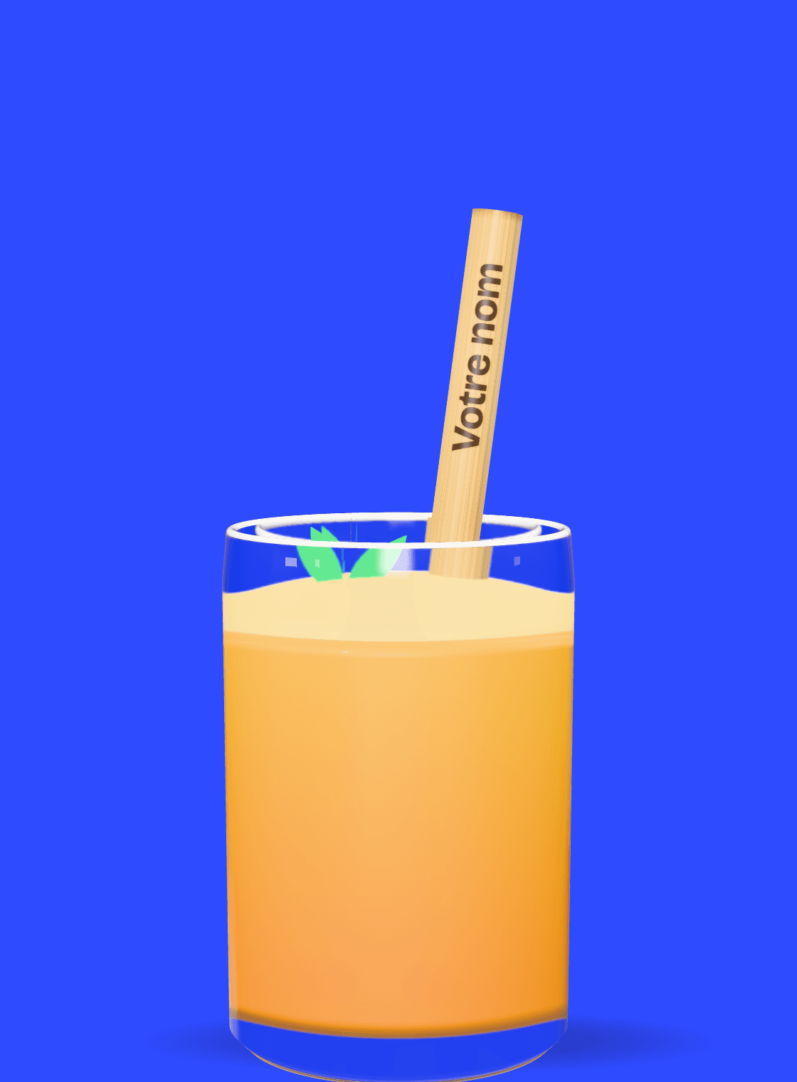 Paille très épaisse dans un grand verre de smoothie à la mangue